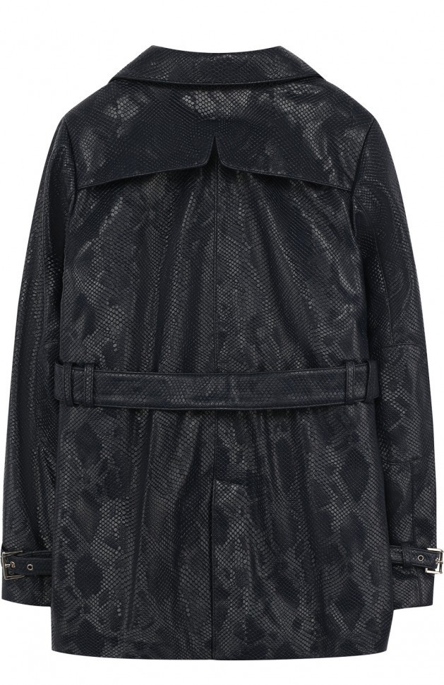 Двубортный плащ с фактурной отделкой и поясом