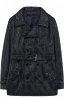 Двубортный плащ с фактурной отделкой и поясом