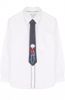 Комплект из хлопковой рубашки и галстука с принтом