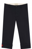 Хлопковые брюки с отворотами и контрастной нашивкой